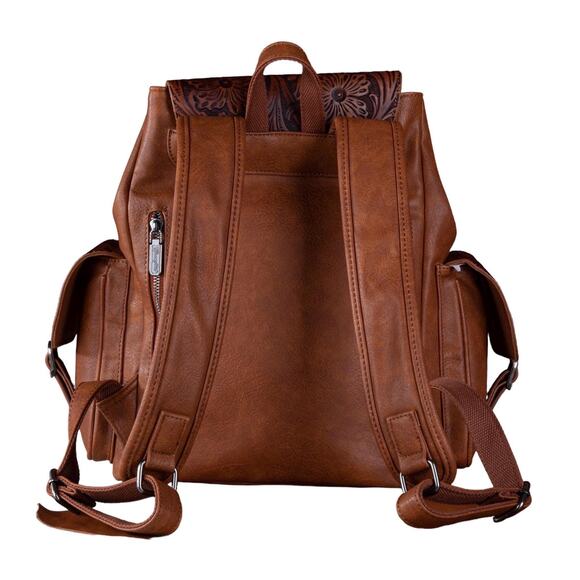 Wrangler NWT Floral Tooled Backpack - Brown - Picture 4 of 6